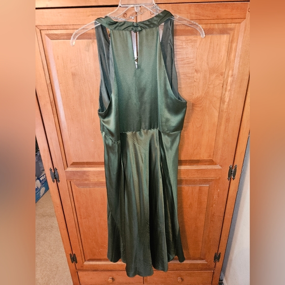 Maggy London,  green silk halter dress - Picture 3 of 6